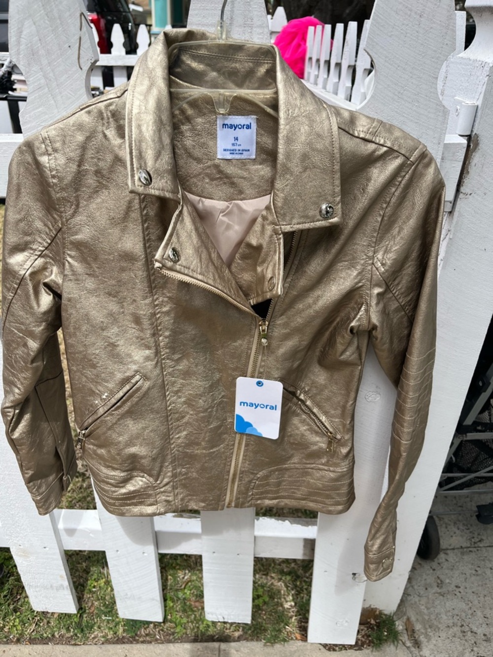 Mayoral Shimmering Gold Faux-Leather Jacket